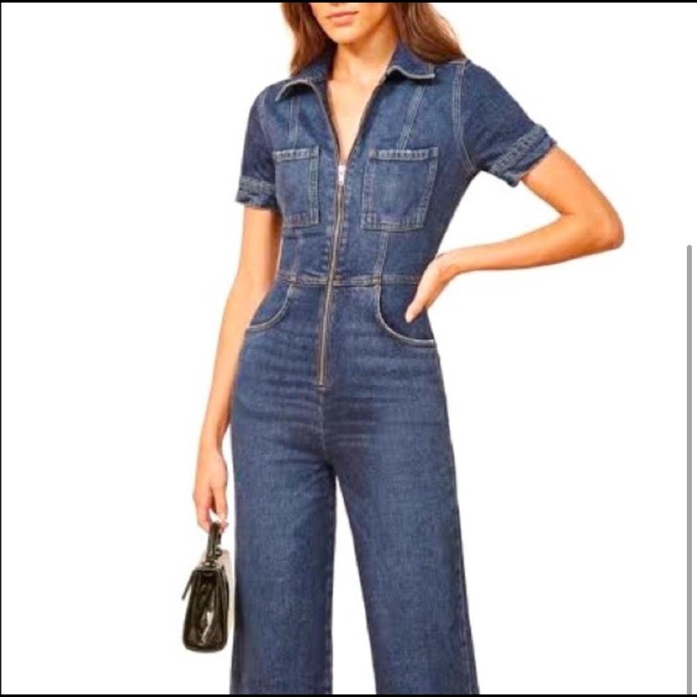 Reformation Georgia denim jumpsuit